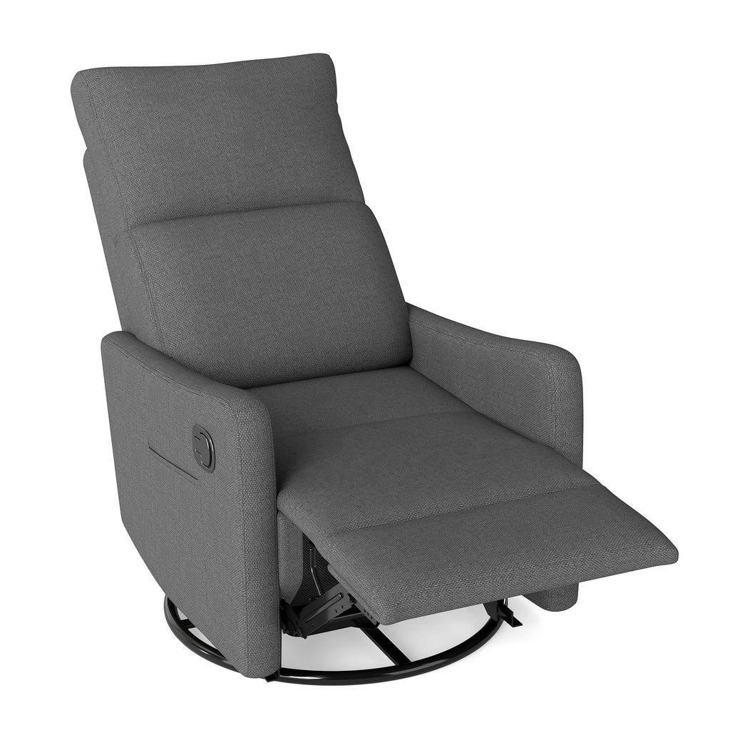 Dark Gray Swivel Rocker Recliner Chair I53672