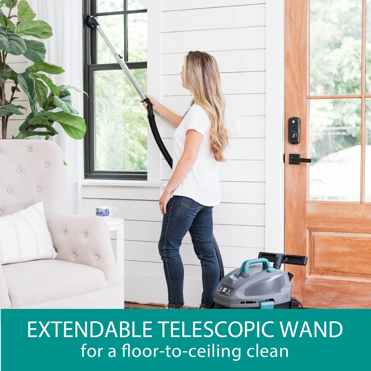 Wet Dry Canister Vacuum Cleaner 4 Gallon 5 Peak HP with Washable HEPA Filter I90474