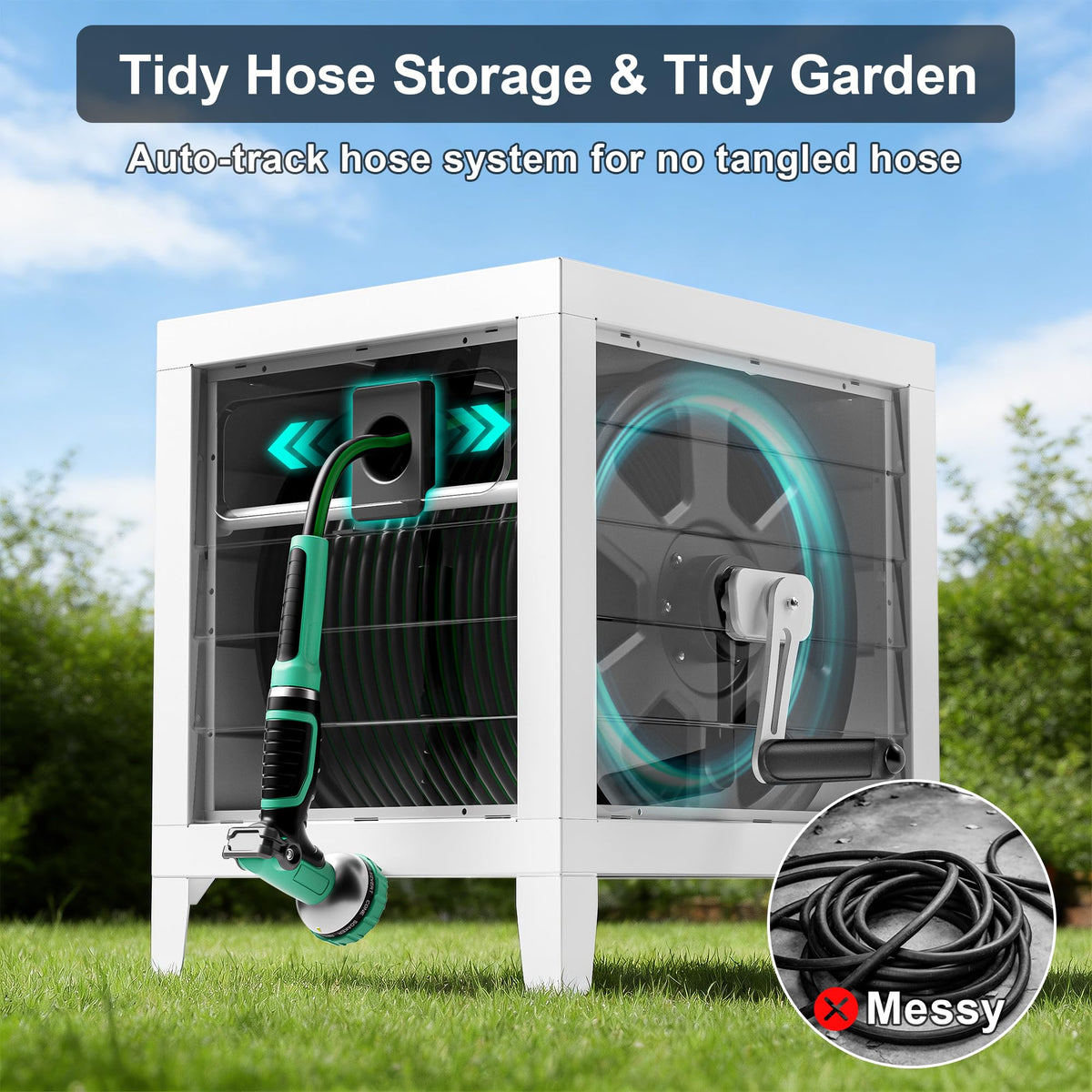 Heavy Duty 150Ft Metal Hose Reel Box F5636