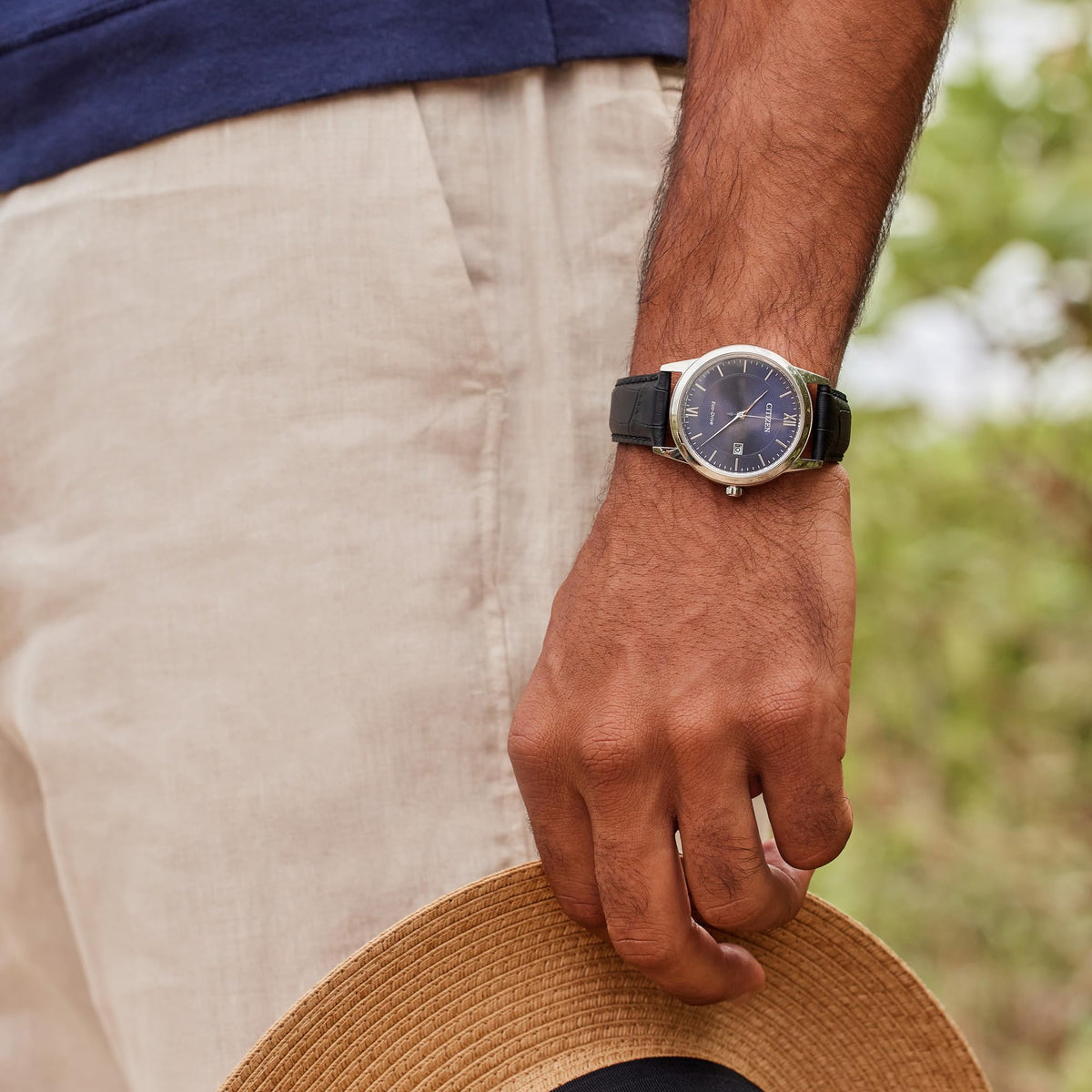 Men's Leather Strap Watch N697