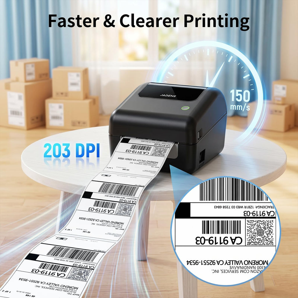 Bluetooth Thermal Shipping Label Printer with Built-in Label Bin, Wireless 4x6, Black S109