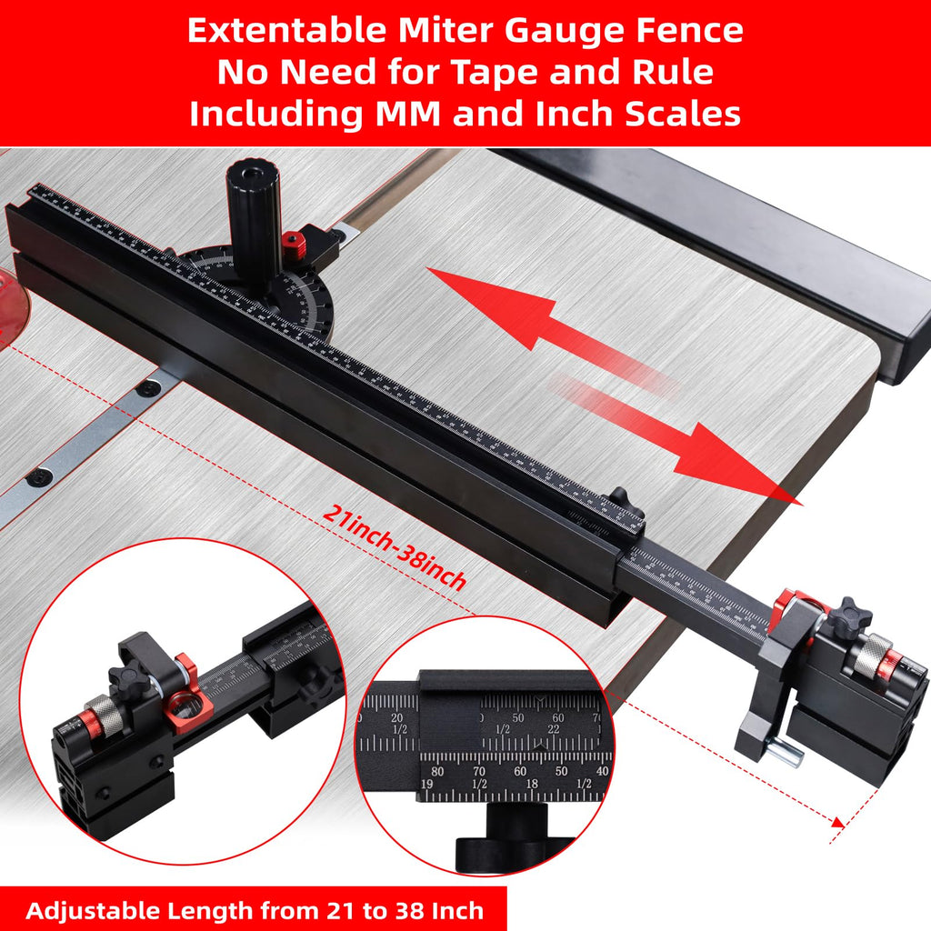 Table Saw Miter Gauge with Extendable Fence and Flip Stop D725331