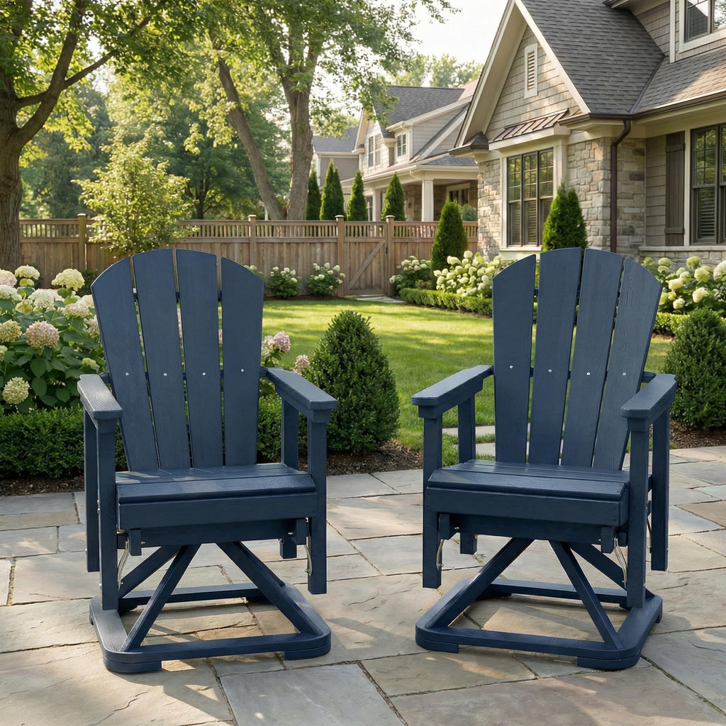HDPE Oversized Swivel Glider Rocking Chair Set of 2 Navy Blue A140431