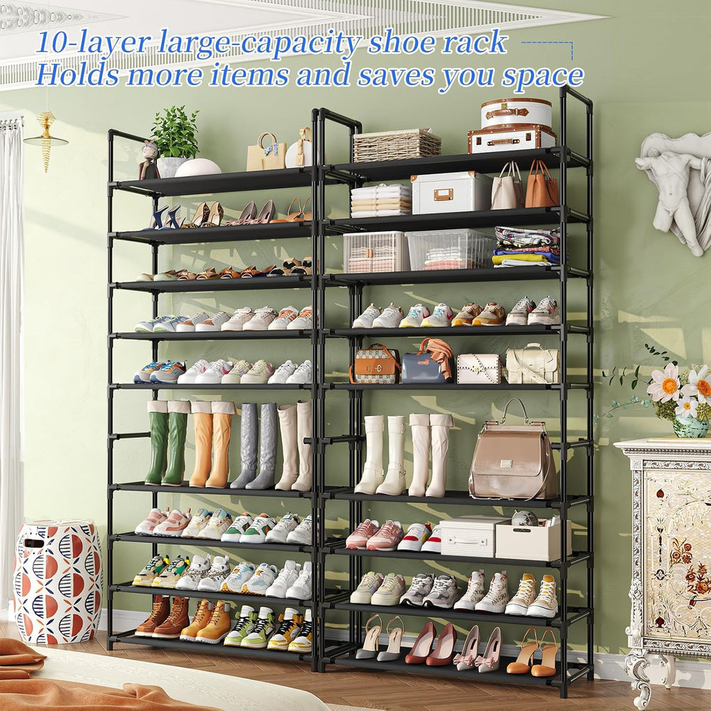 Black 10 Tier Shoe Rack C9062