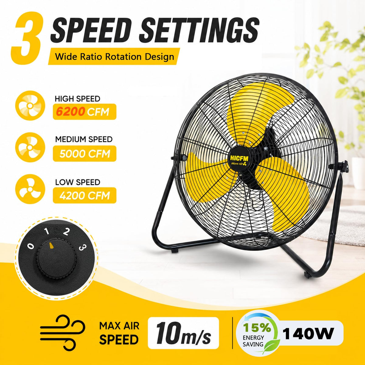 20" 6200 CFM High Velocity Metal Floor Fan F95462