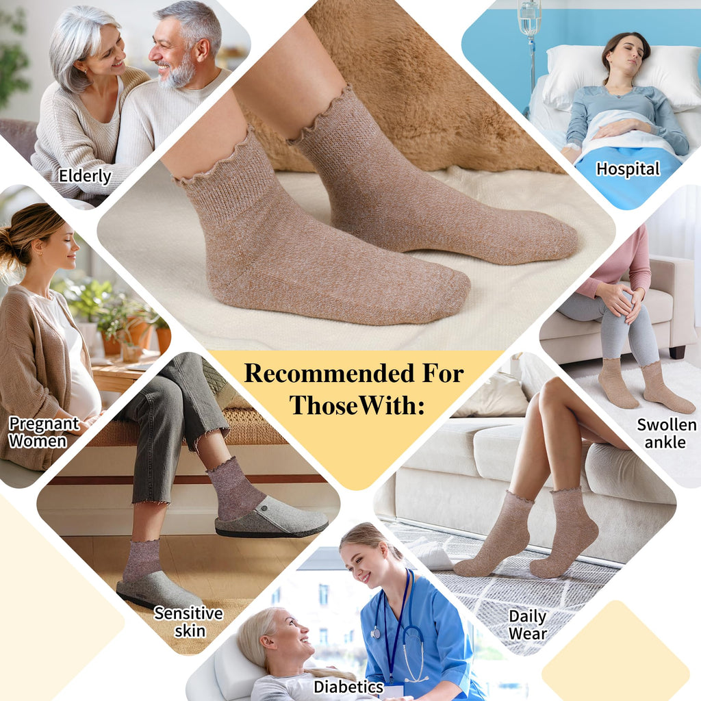 6 Pairs Non Binding Wide Seamless Diabetic Ankle Socks C5951