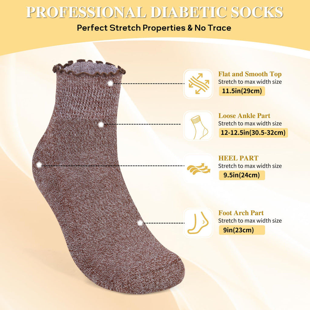 6 Pairs Non Binding Wide Seamless Diabetic Ankle Socks C5951