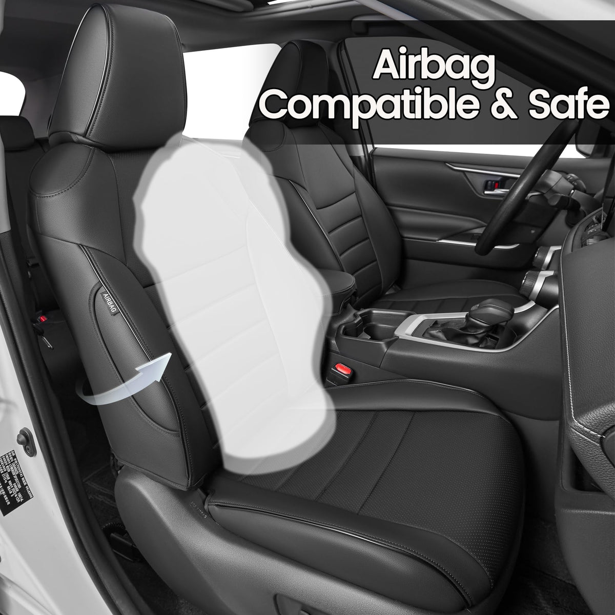 Black Leather 5 Seats Car Seat Covers Set G33676