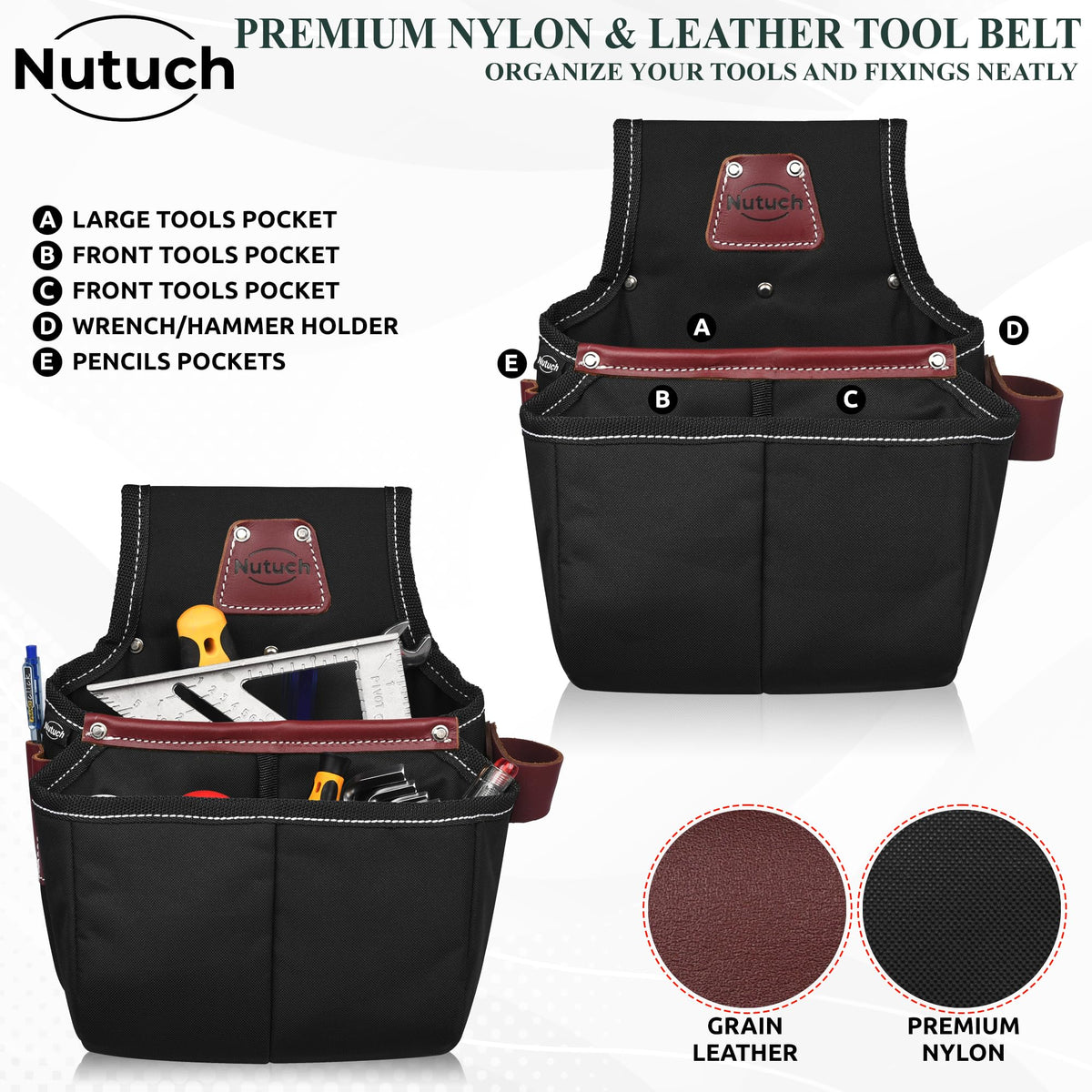 Nylon and Leather Tool Belt F334