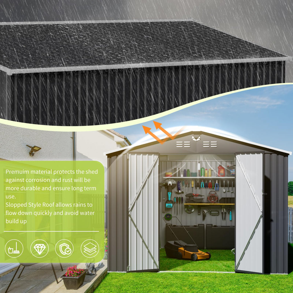 10x14 Metal Storage Shed with Lockable Doors L2187