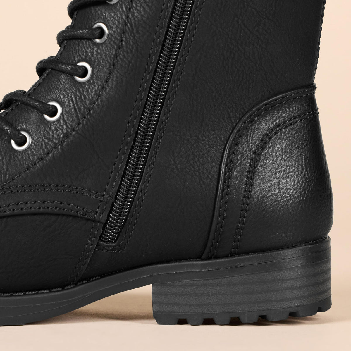 Lace-Up Ankle Boots with Side Zipper U5089