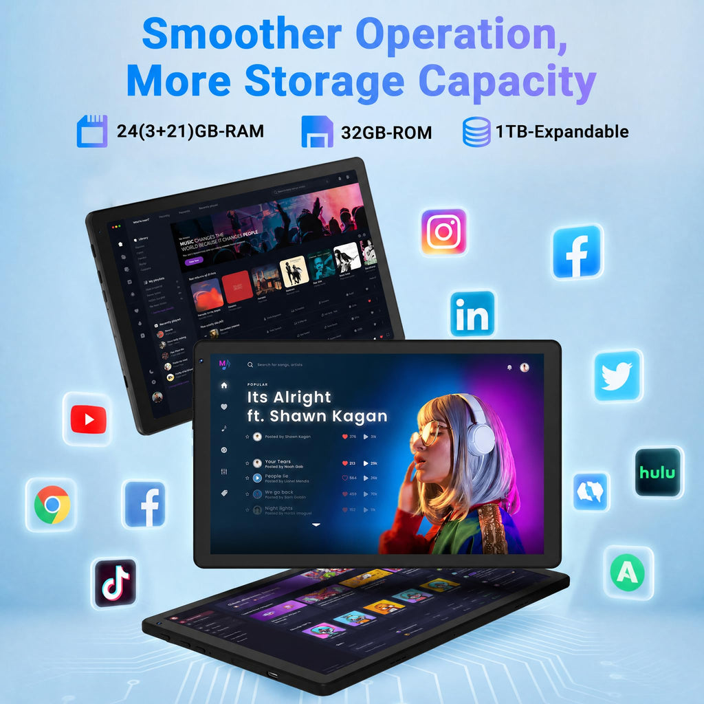 Android 16 Tablet with Keyboard Mouse Stylus Case, 24GB RAM 1TB TF Expand, 10 inch HD IPS Screen Y427
