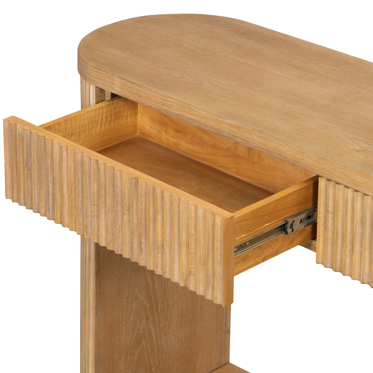 Fluted Console Table 2 Drawers Wood Natural G415