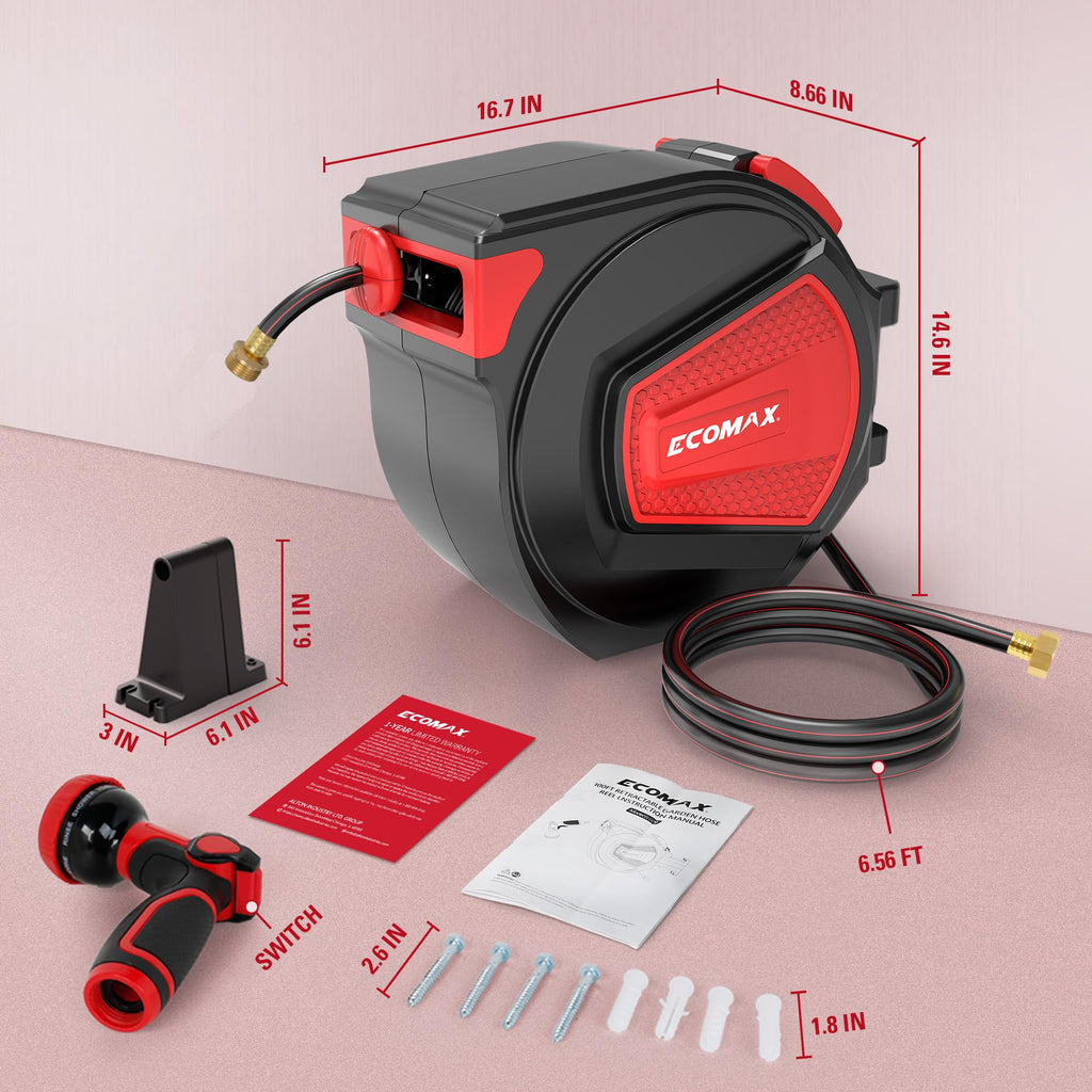 Retractable Garden Hose Reel 1/2" x 100 ft W7907
