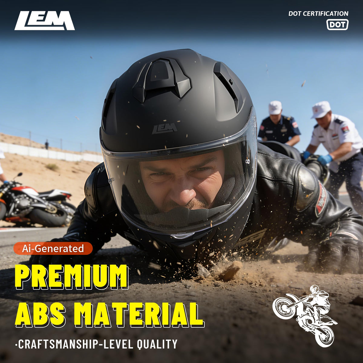 Full Face Motorcycle Helmet DOT Certified Matte Black Medium Q8504