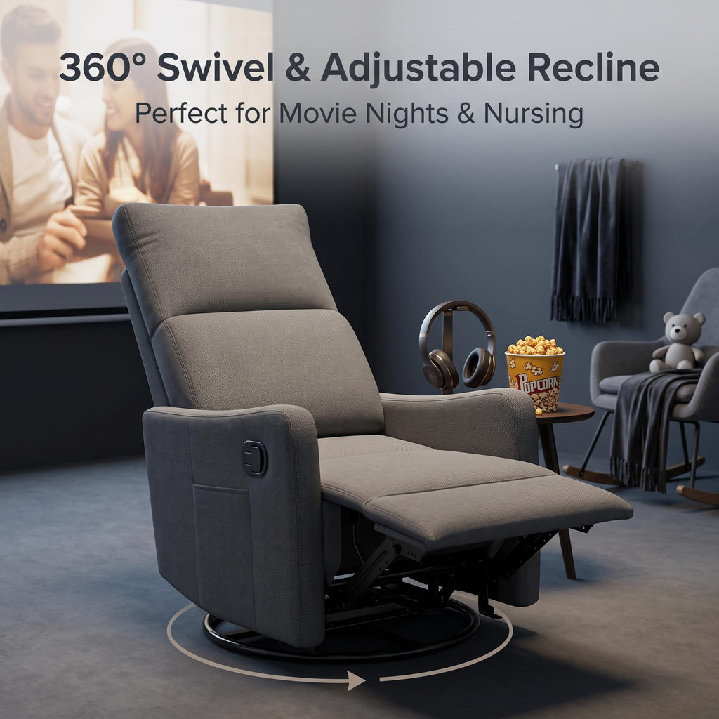 Dark Gray Swivel Rocker Recliner Chair I53672