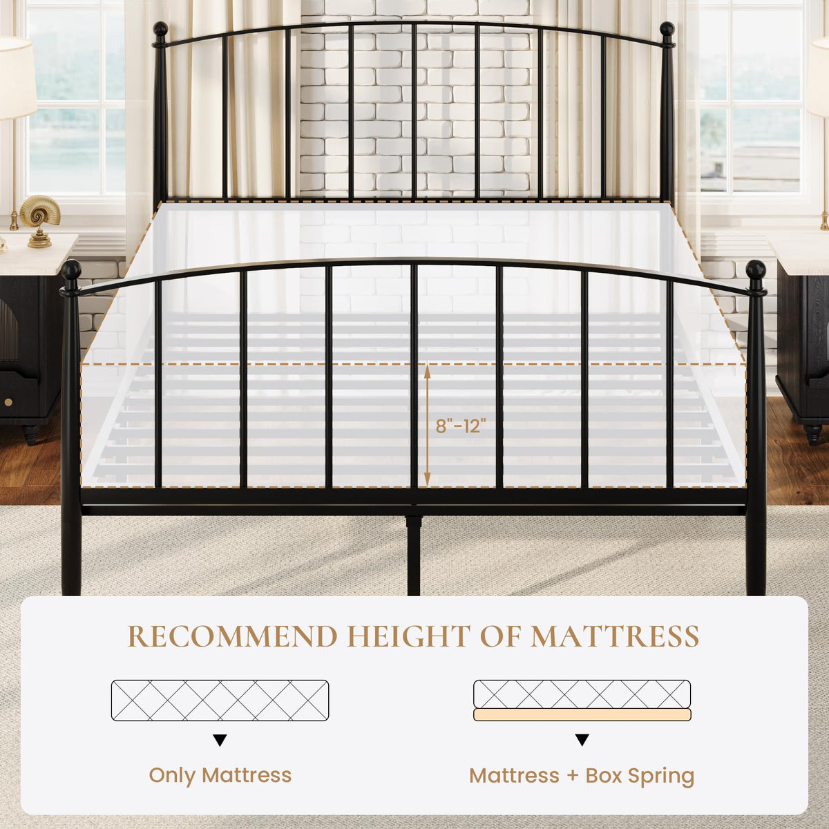 Full Size Black Metal Platform Bed Frame L62879