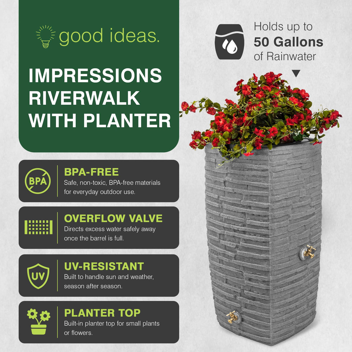 50 Gallon Rain Water Collection Barrel R630