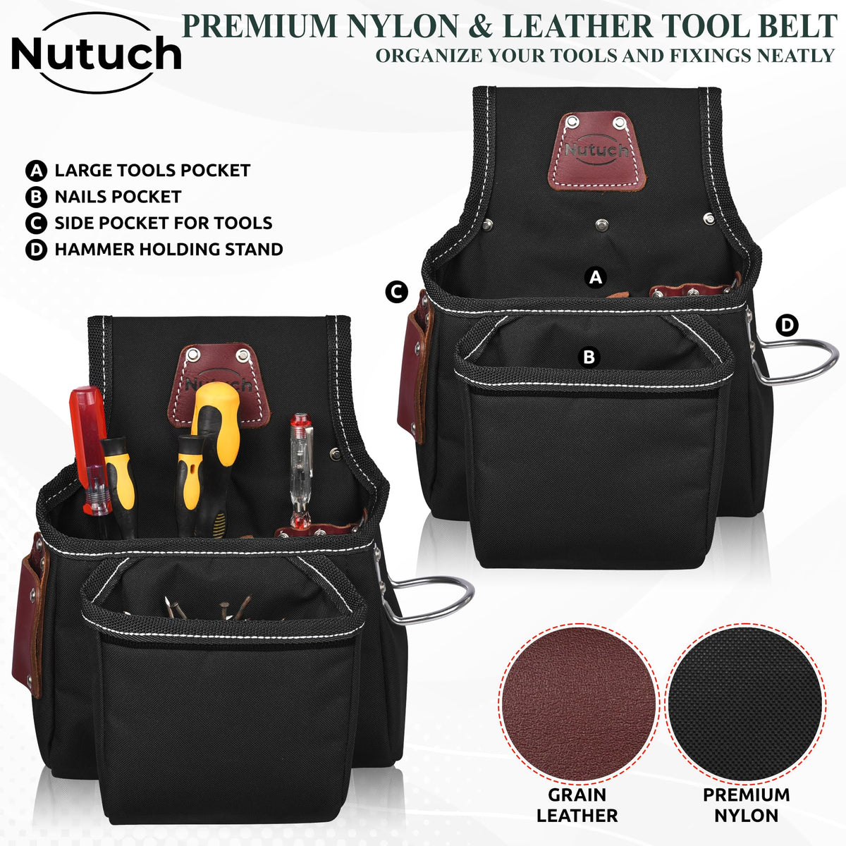 Nylon and Leather Tool Belt F334