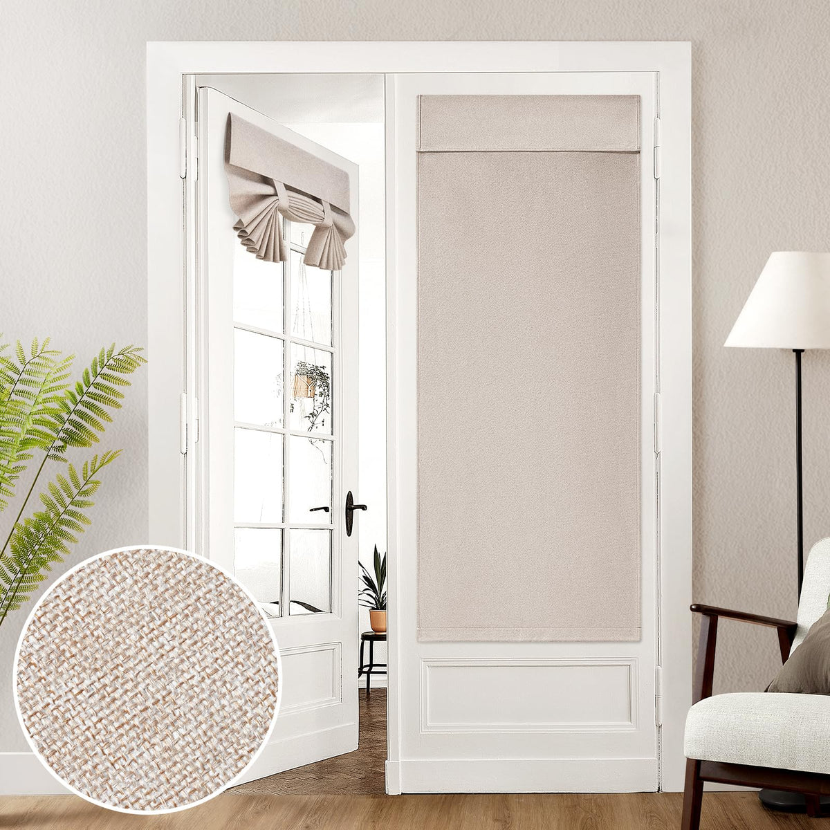 100% Blackout Linen Door Curtains 26x68 Inch K676