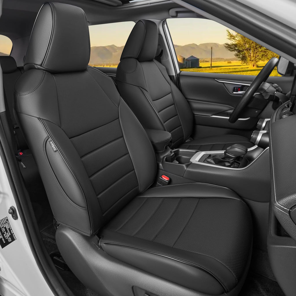 Black Leather 5 Seats Car Seat Covers Set G33676