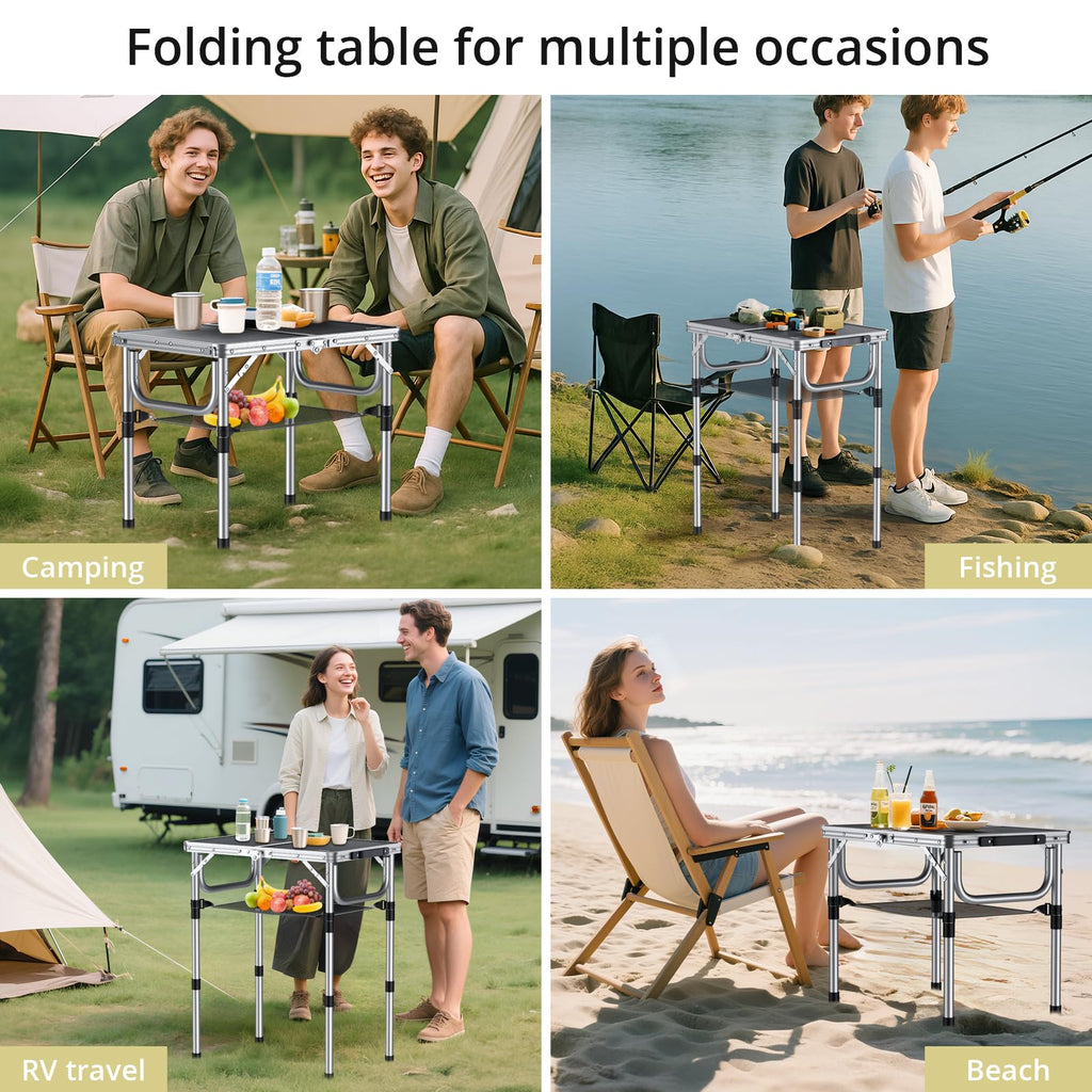 Folding Camping Table 24"X 16" Adjustable Height B59202