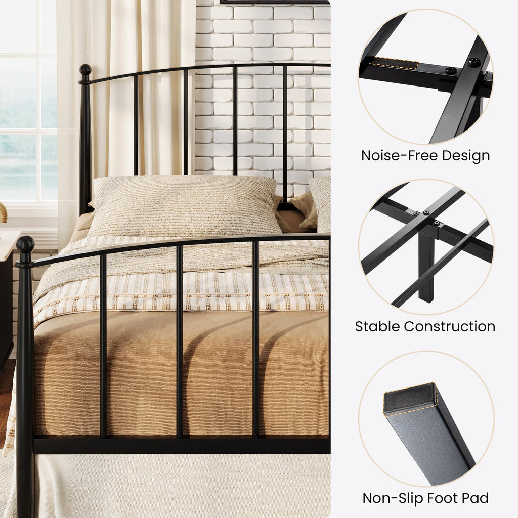 Full Size Black Metal Platform Bed Frame L62879