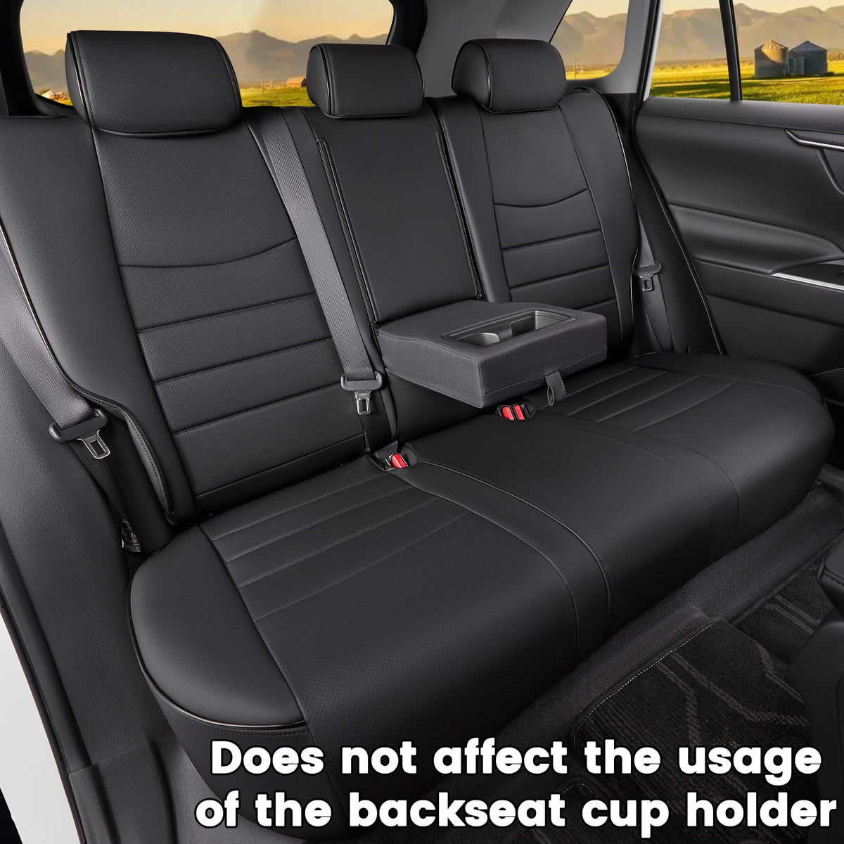 Black Leather 5 Seats Car Seat Covers Set G33676