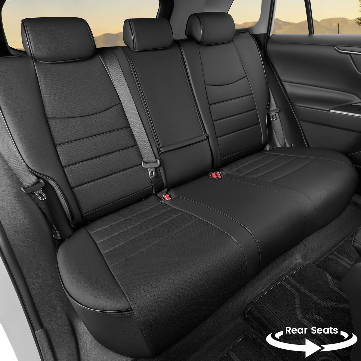 Black Leather 5 Seats Car Seat Covers Set G33676