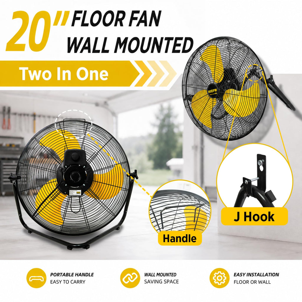 20" 6200 CFM High Velocity Metal Floor Fan F95462