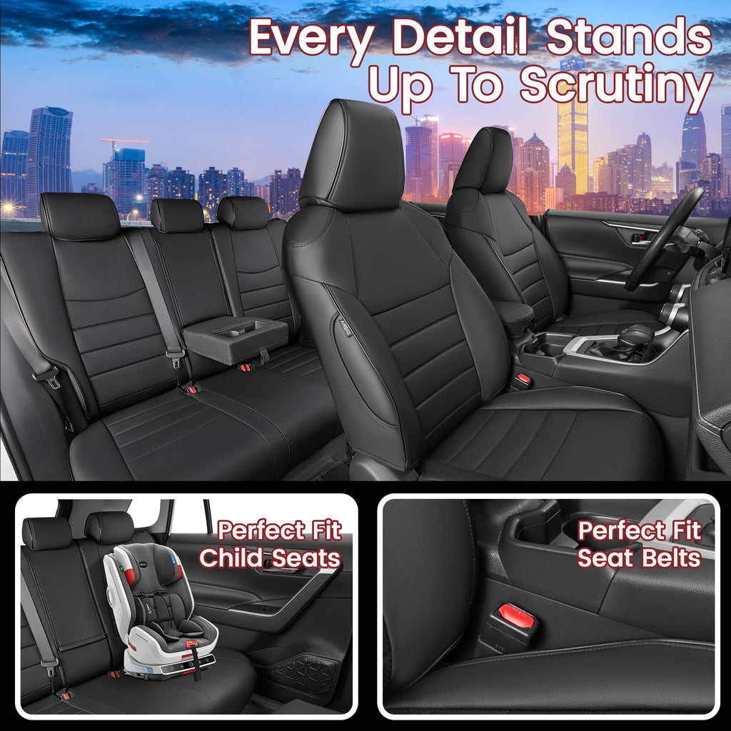 Black Leather 5 Seats Car Seat Covers Set G33676