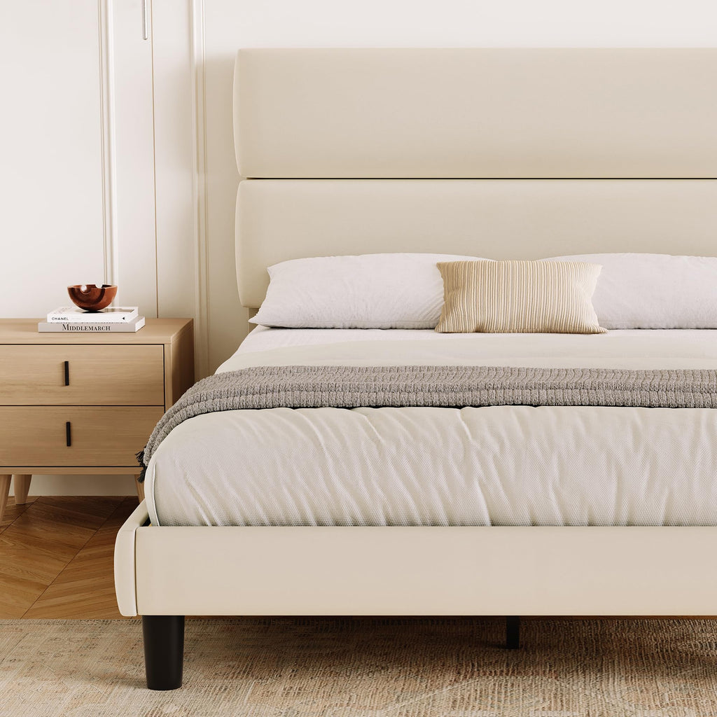 Queen Size Velvet Upholstered Platform Bed Frame A99749