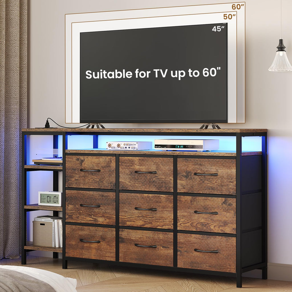 LED TV Stand Dresser with 9 Drawers F9185