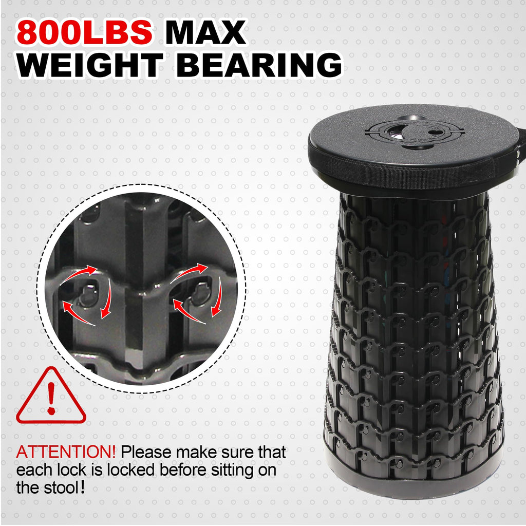 18" Collapsible Heavy Duty Portable Folding Camping Stool Black U22989