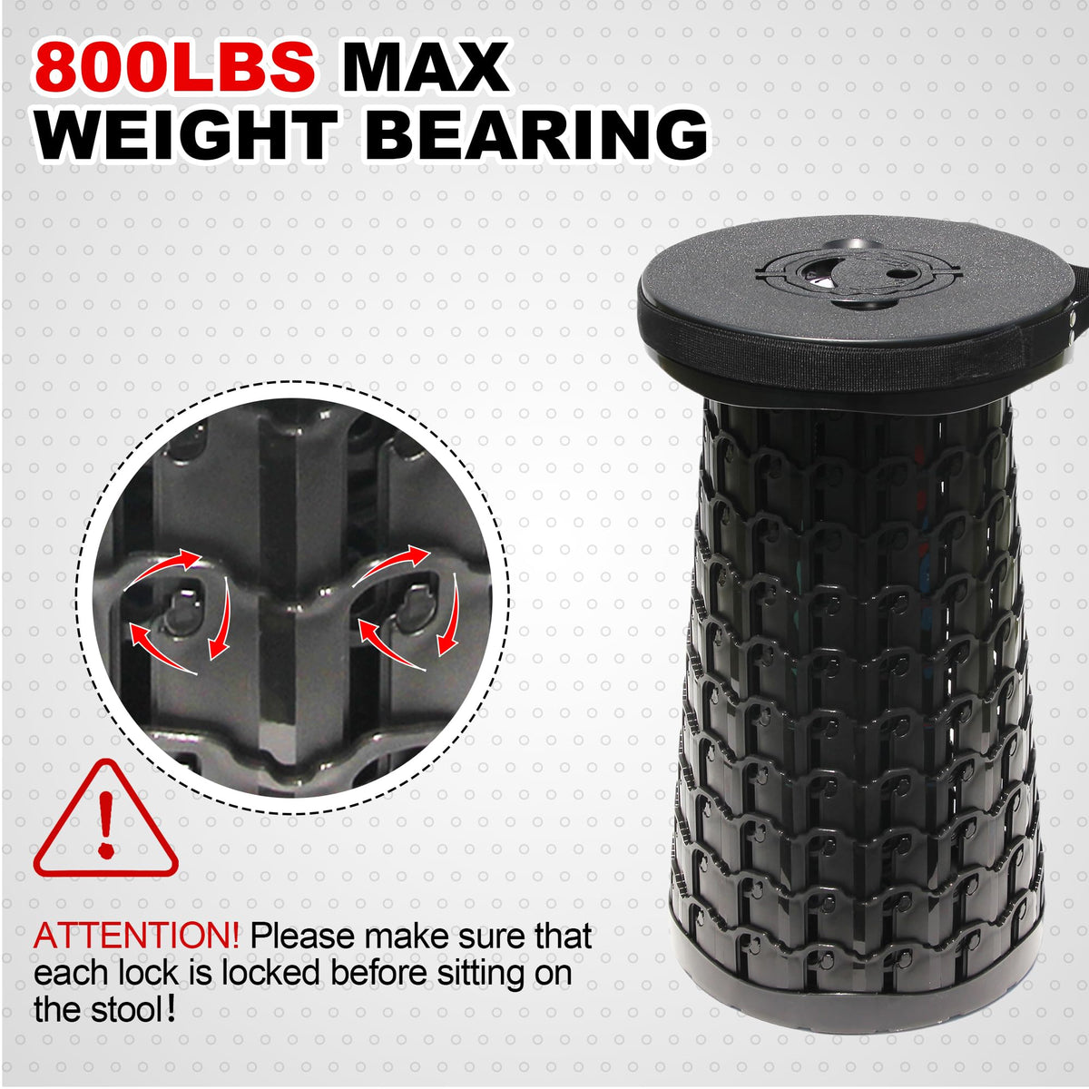 18" Collapsible Heavy Duty Portable Folding Camping Stool Black U22989
