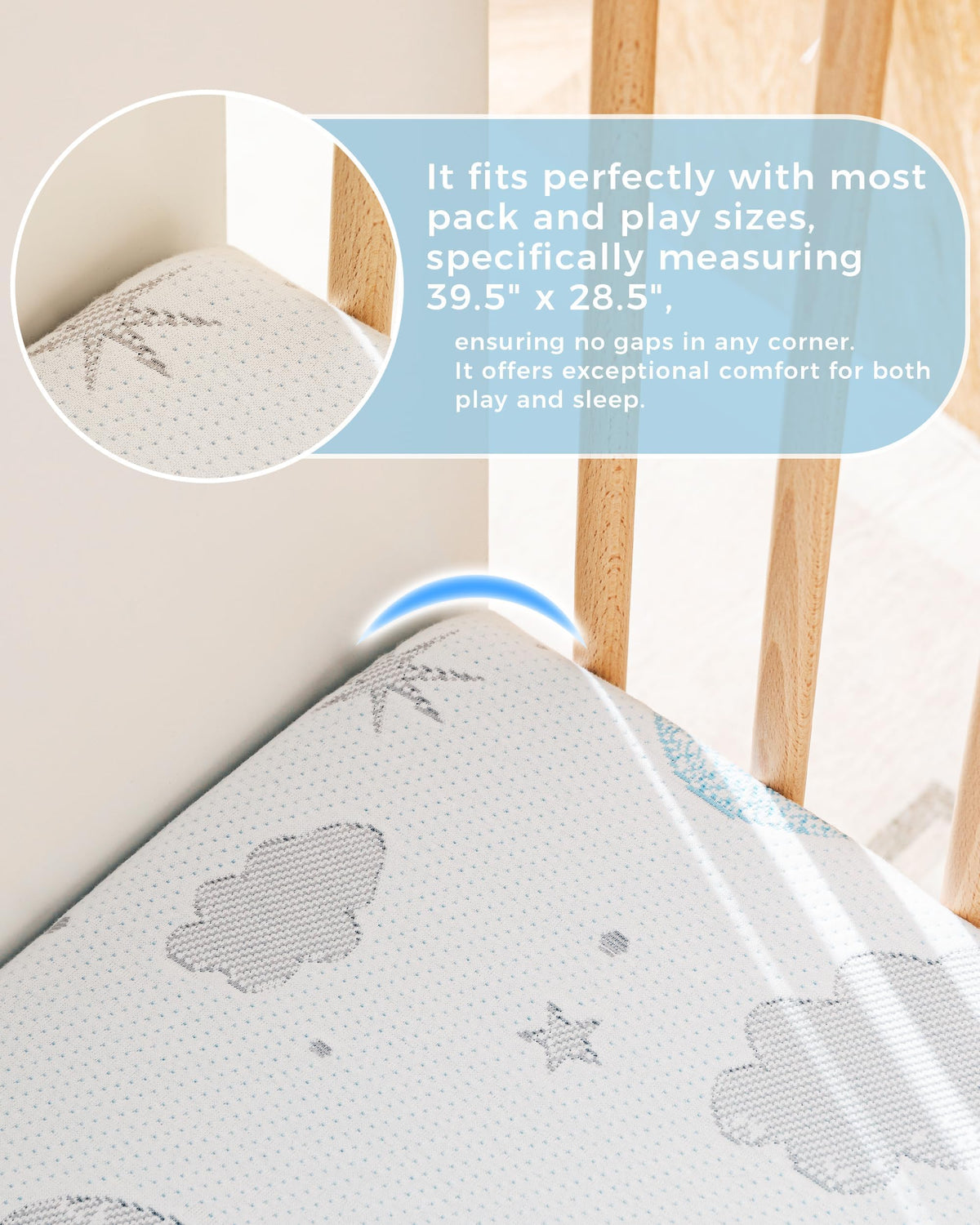 38x26'' Breathable Soft Plush Memory Foam Pack and Play Mattress F123