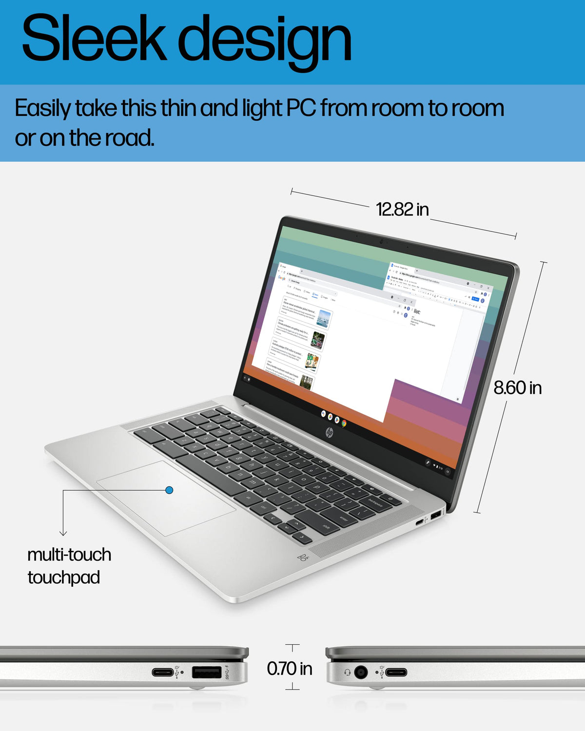 14 Laptop, Intel Celeron N4120, 4 GB RAM, 64 GB eMMC, Chrome OS, Mineral Silver T81281