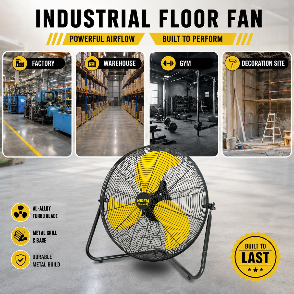 20" 6200 CFM High Velocity Metal Floor Fan F95462