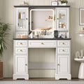 White Makeup Vanity Desk with Mirror and LED Lights D3630