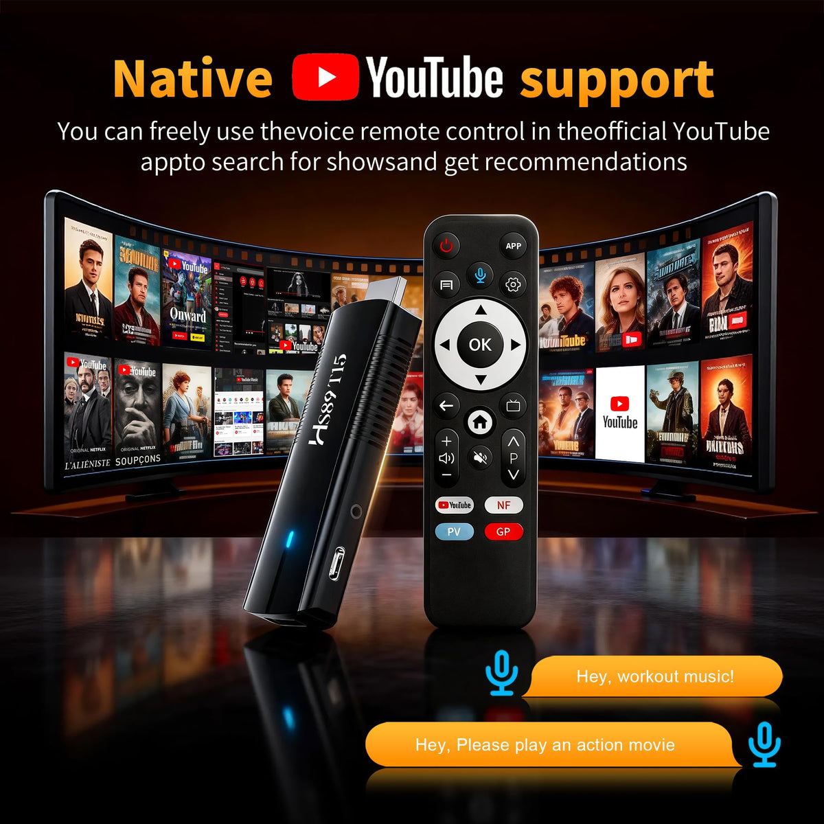 Android 14.0 TV Stick with Voice Remote L342