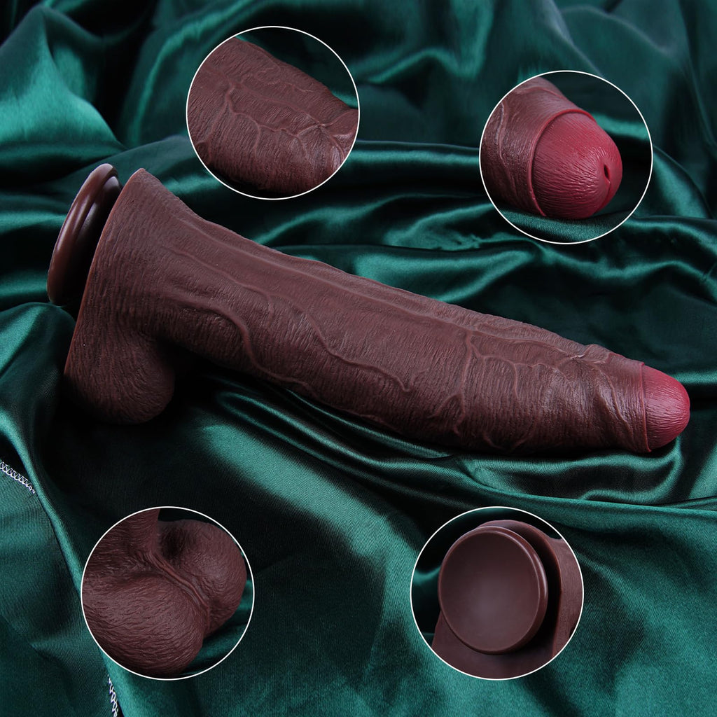 7.1" Silicone Realistic Dildo with Suction Cup Black V75149