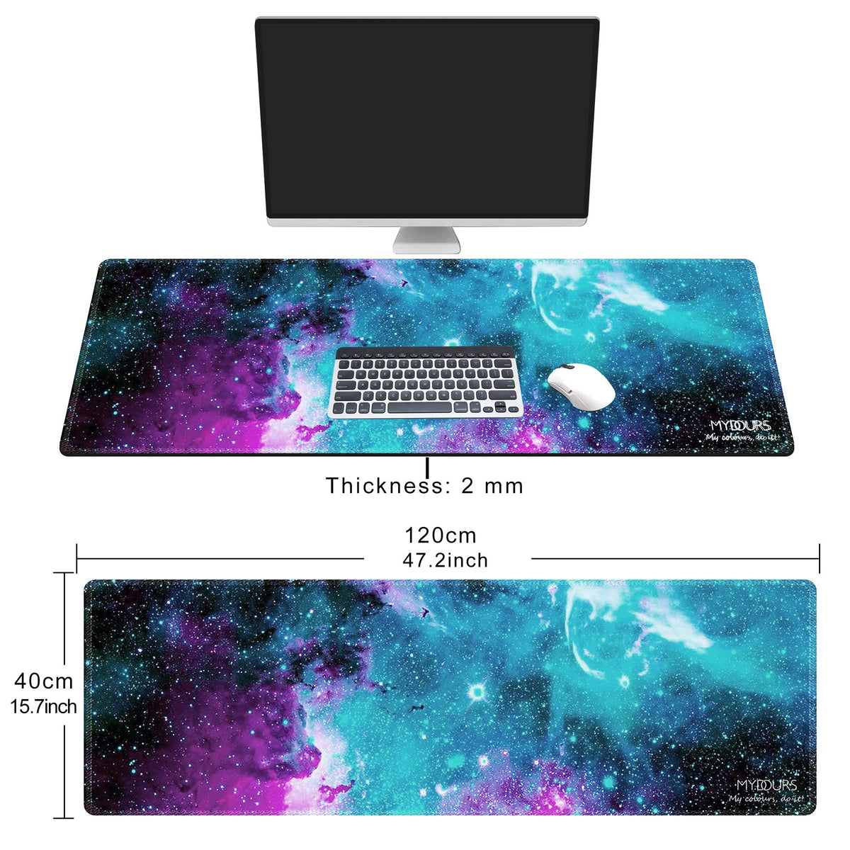 XXL Gaming Mouse Pad 48x16 Inches Fabric Non-Slip Rubber J522956