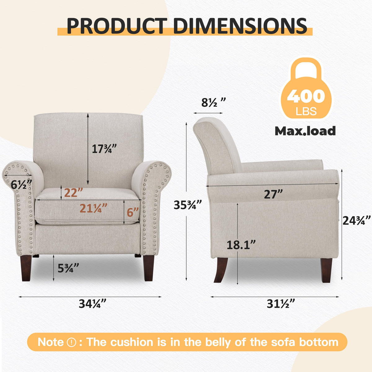 Beige Mid-Century Modern Accent Chairs Set of 2 E81063