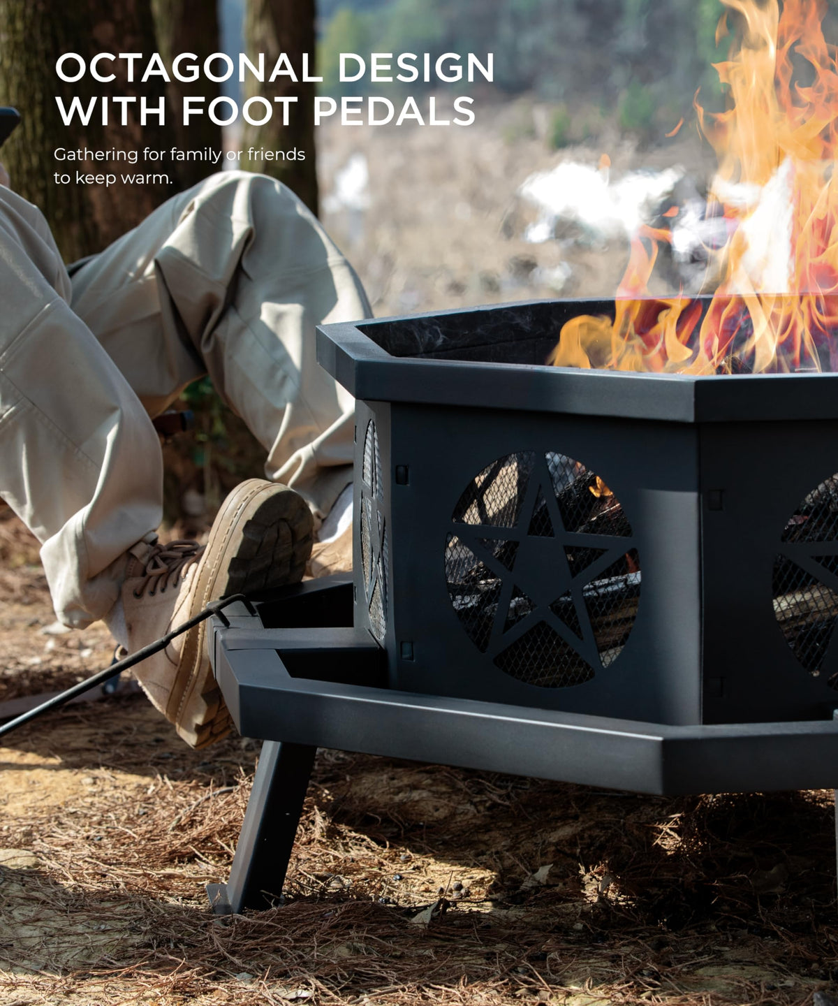 35 inch Wood Burning Fire Pit with Cooking Grill L43199