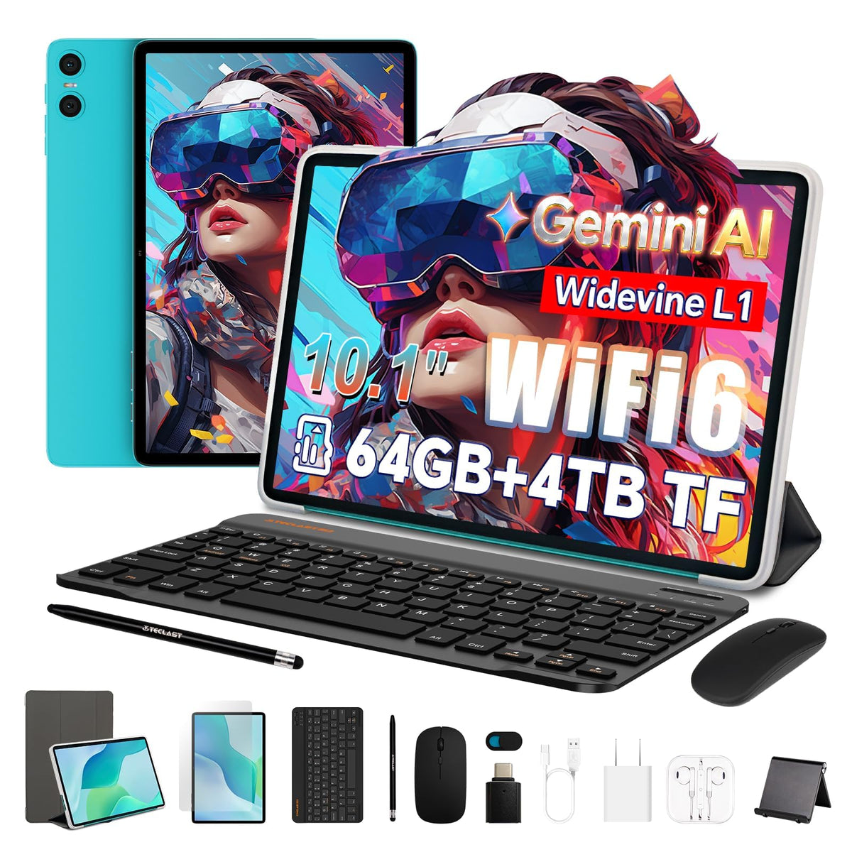 10.1" Android 2-in-1 Tablet Bundle with Keyboard Mouse Case A370