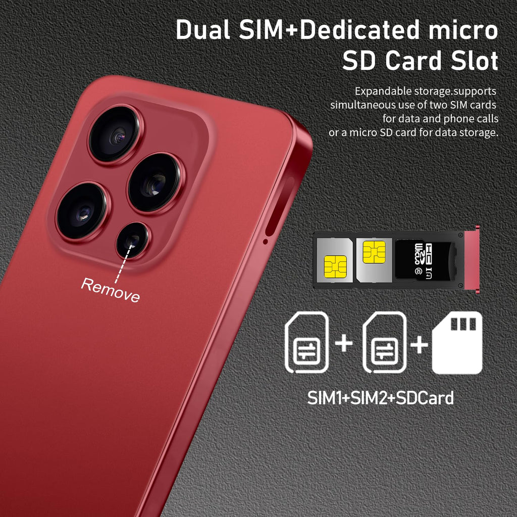 Unlocked Cell Phone 16+512GB Android 14 Wine Red W891