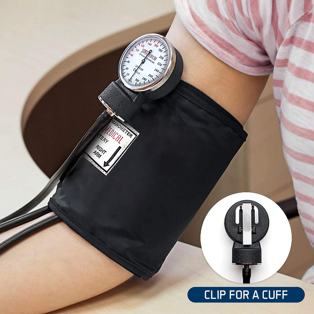 Manual Blood Pressure Cuff Adult Aneroid Sphygmomanometer H34615