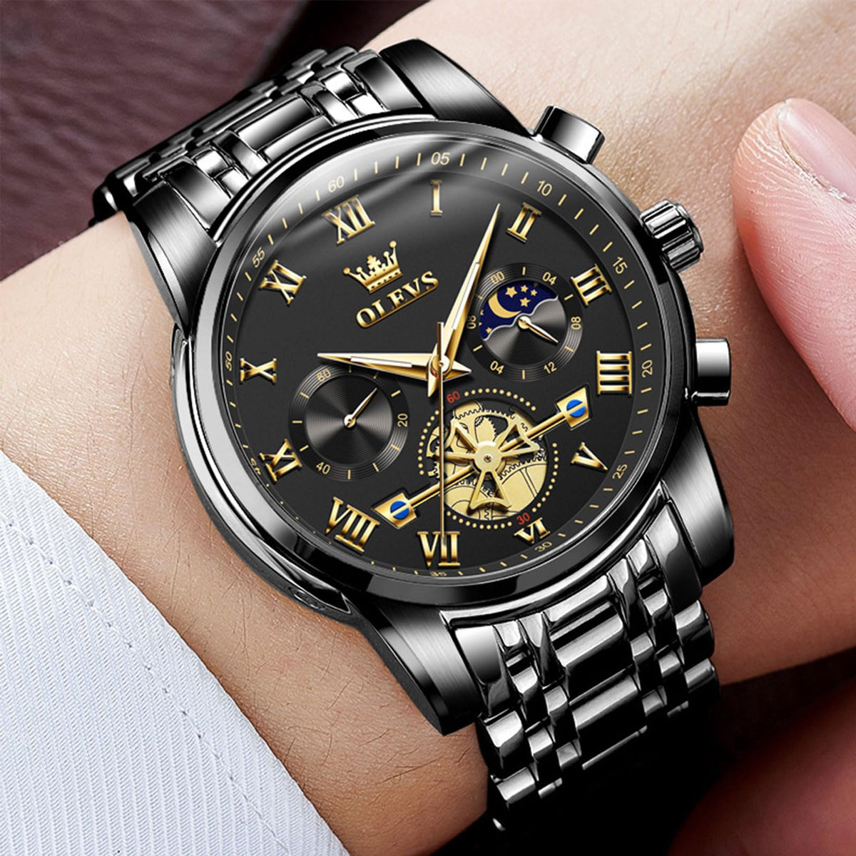 Waterproof Stainless Steel Multifunction Mens Watch L6133