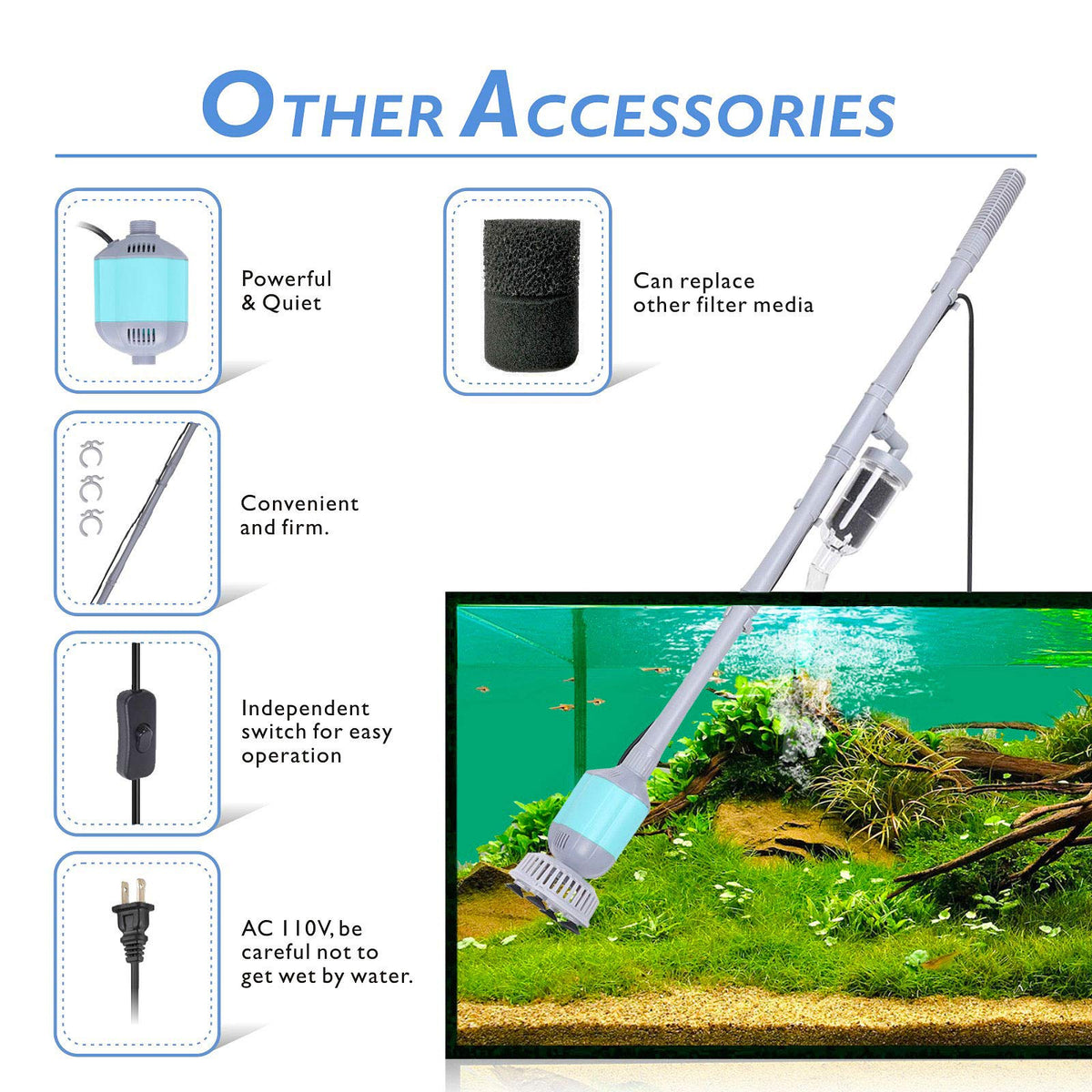5 in 1 Aquarium Gravel Cleaner Tool Set 15W F332766
