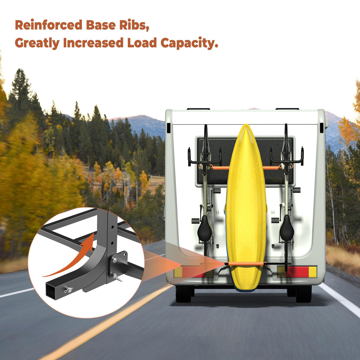 RV Kayak Rack and Bike Carrier for 2 Kayaks and 2 Bikes, 300 LBS Heavy Duty Alloy Steel T694